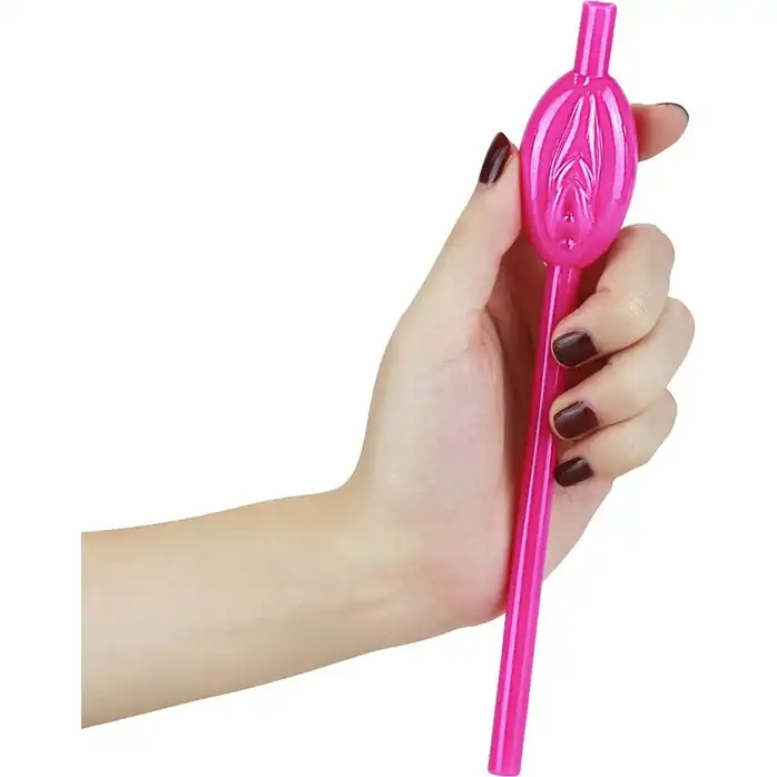 Набор разноцветных трубочек для напитков в виде вагины Pussy Straws - 9 шт. Фотография 3.