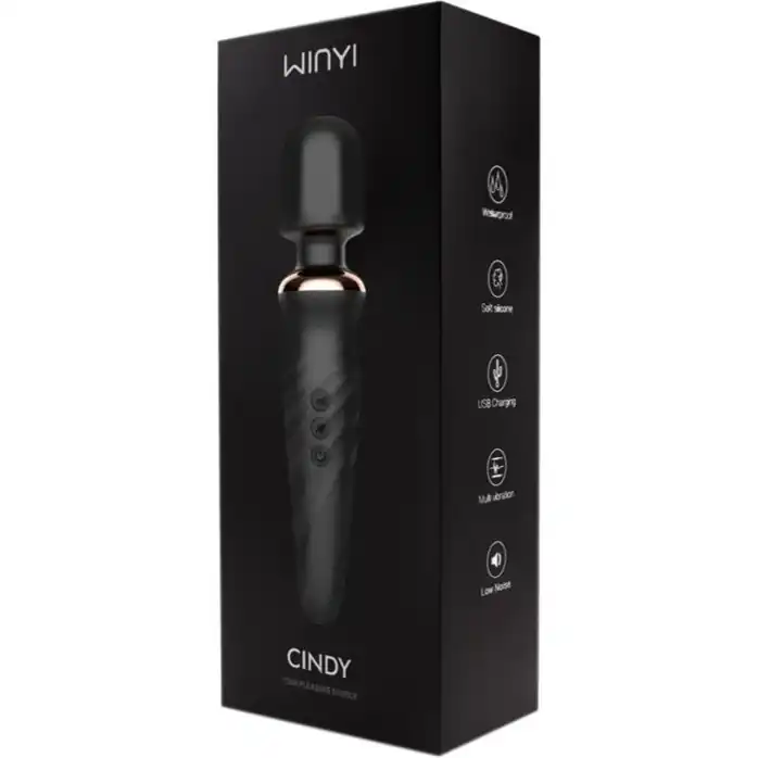 Черный жезловый вибратор Cindy - 23 см. Фотография 3.
