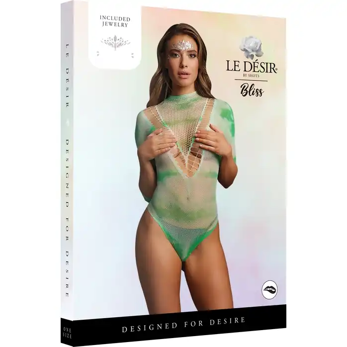 Боди с рукавами 3/4 и наклейкой на лицо Short Sleeve Teddy Dazzling Sticker - Le Desir. Фотография 6.