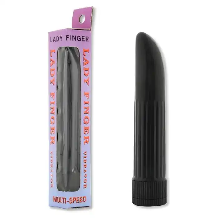 Миниатюрный вибратор Ladyfinger чёрного цвета - 13 см