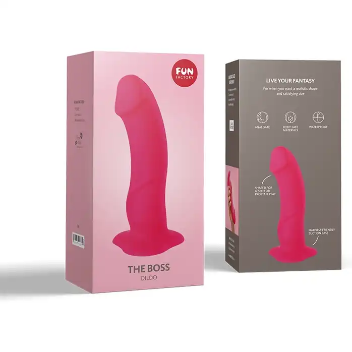 Ярко-розовый реалистичный фаллоимитатор The Boss Dildo - 18 см. Фотография 4.