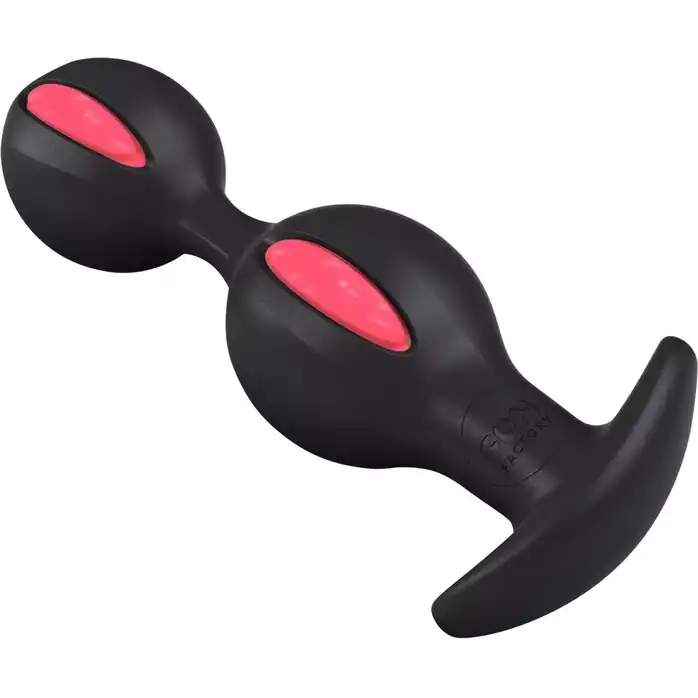 Чёрно-малиновые анальные шарики B Balls Duo - 12,5 см. Фотография 4.