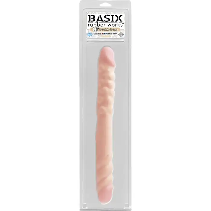 Телесный двусторонний фаллоимитатор BASIX 16 Double Dong - 38,5 см - Basix Rubber Works. Фотография 2.