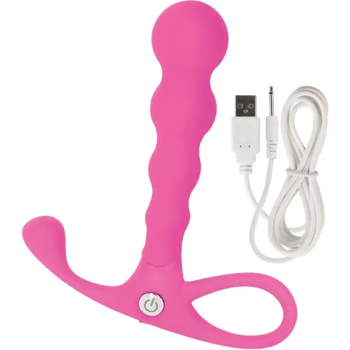 Розовый анальный вибромассажер Embrace Beaded Probes - 9,5 см - Embrace