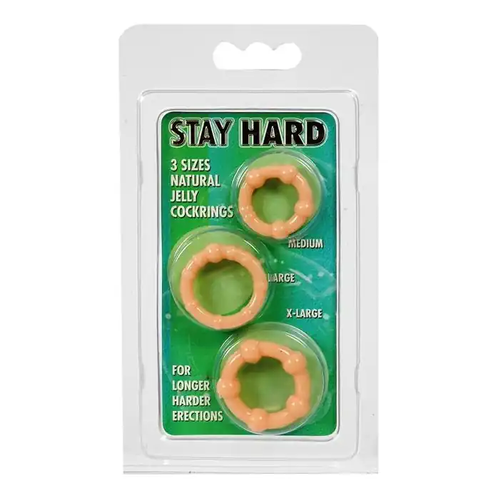 Три телесных эрекционных кольца разного диаметра STAY HARD. Фотография 2.