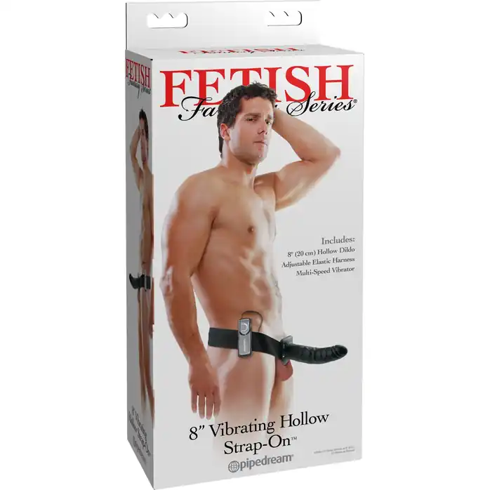 Фаллопротез с вибрацией Vibrating Hollow Strap-On - 20,3 см - Fetish Fantasy Series. Фотография 5.