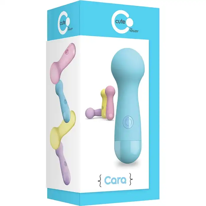 Голубой вибромассажер CARA SMALL WAND BLUE - 14 см - Cute. Фотография 2.