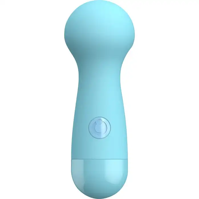 Голубой вибромассажер CARA SMALL WAND BLUE - 14 см - Cute