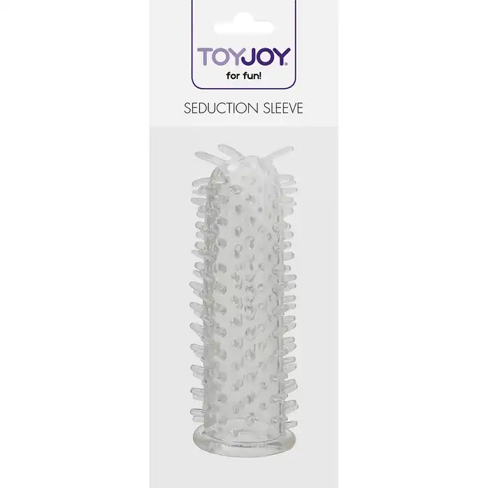 Прозрачная насадка на пенис с шипиками SEDUCTION SLEEVE - Basics. Фотография 2.