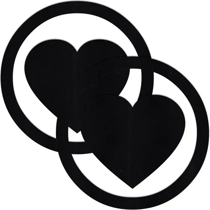 Чёрные пестисы Round Hearts в форме сердечек в круге - Ouch!