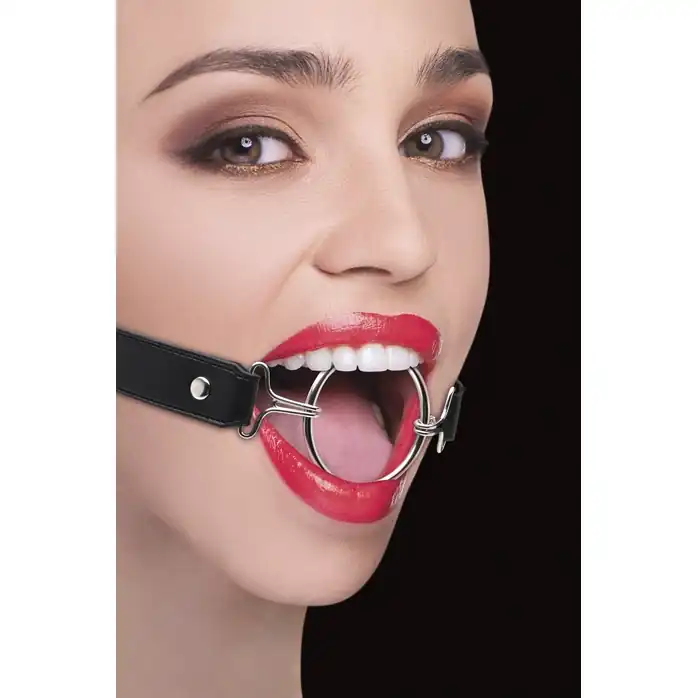 Расширяющий кляп Ring Gag XL с чёрными ремешками - Ouch!