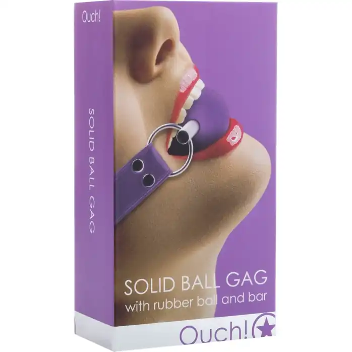 Кляп-шар на фиолетовых ремешках Solid Ball Gag - Ouch!. Фотография 3.