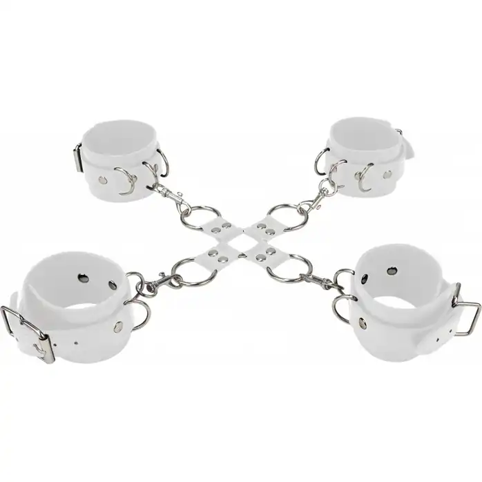 Белый комплект оков Hand And Legcuffs - Ouch!