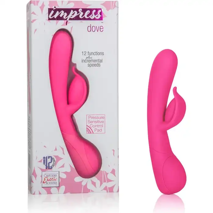 Розовый вибромассажер Impress Dove со стимуляцией клитора - 18 см - Impress
