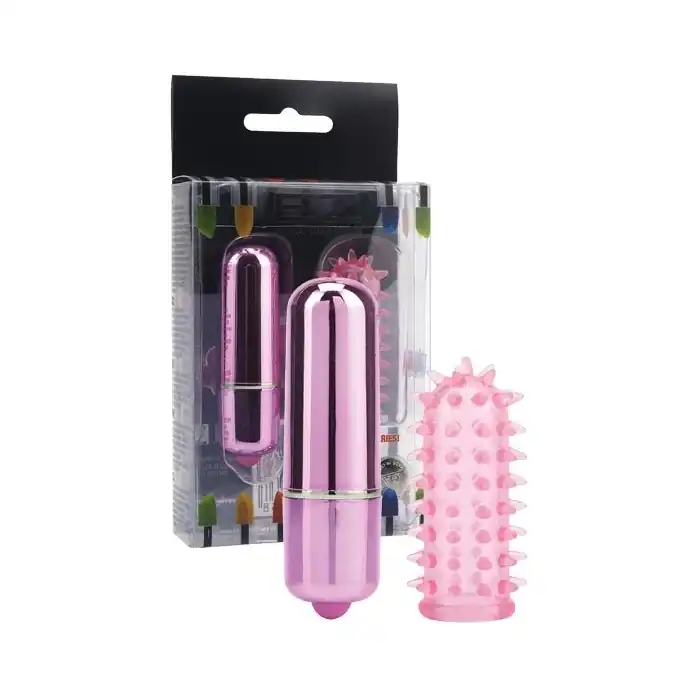 Розовый мини-вибратор с насадкой Powerful Mini Massager - 5 см