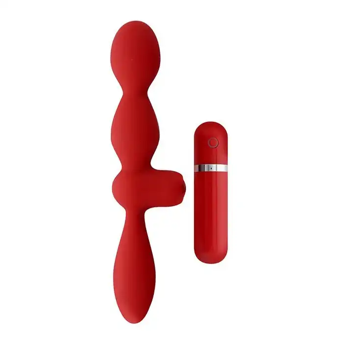 Красная двусторонняя вибровтулка MENZSTUFF THRILLER ASS DUAL HEAD - MenzStuff. Фотография 2.