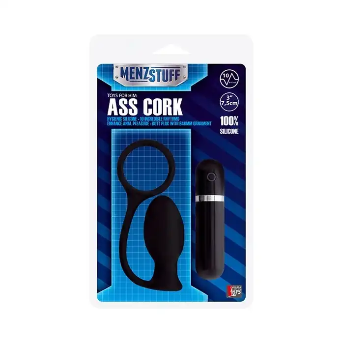 Чёрная вибровтулка MENZSTUFF ASS CORK SMALL - 7,5 см - MenzStuff