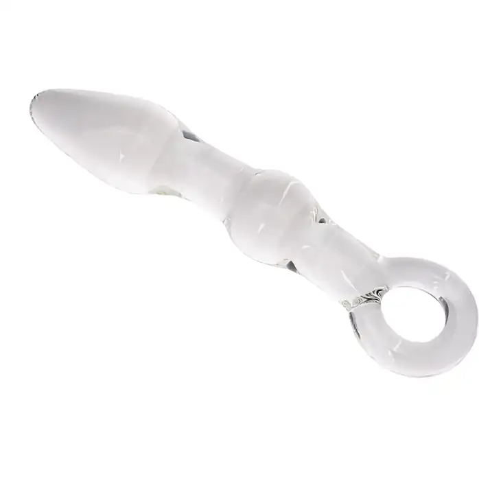 Стеклянная анальная втулка с ручкой-кольцом - 18 см - Sexus Glass. Фотография 2.
