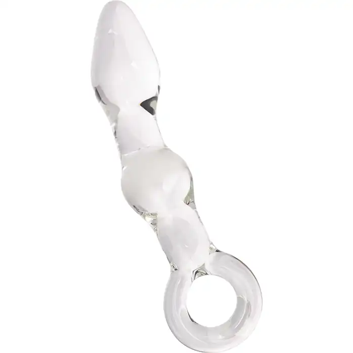 Стеклянная анальная втулка с ручкой-кольцом - 18 см - Sexus Glass. Фотография 3.