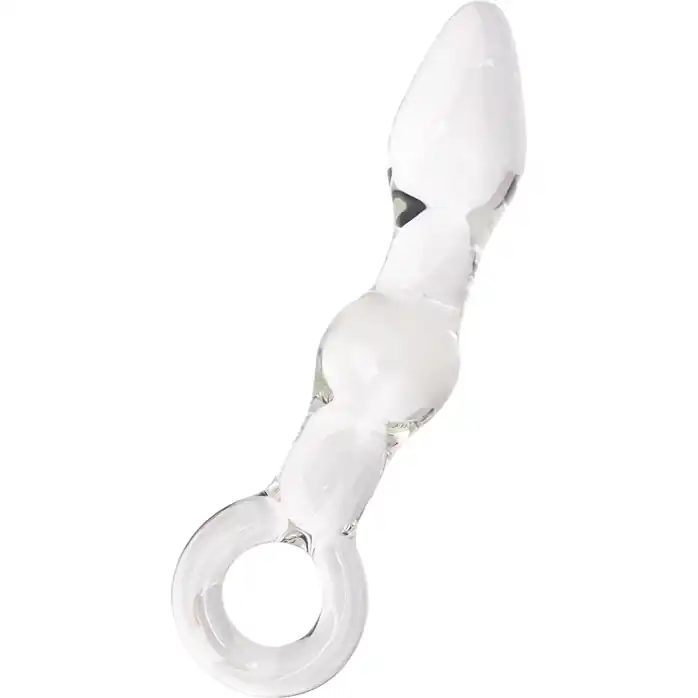 Стеклянная анальная втулка с ручкой-кольцом - 18 см - Sexus Glass