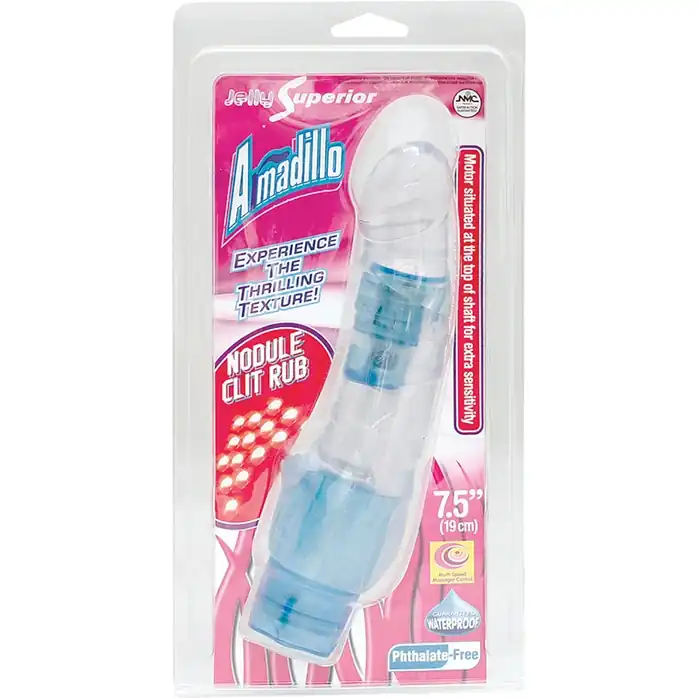 Бело-голубой вибратор с ручным управлением ARMADILLO BLUE - 19 см. Фотография 2.