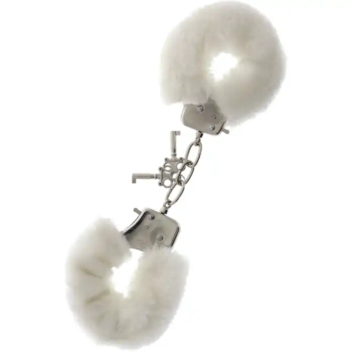 Металлические наручники с белой меховой опушкой METAL HANDCUFF WITH PLUSH WHITE