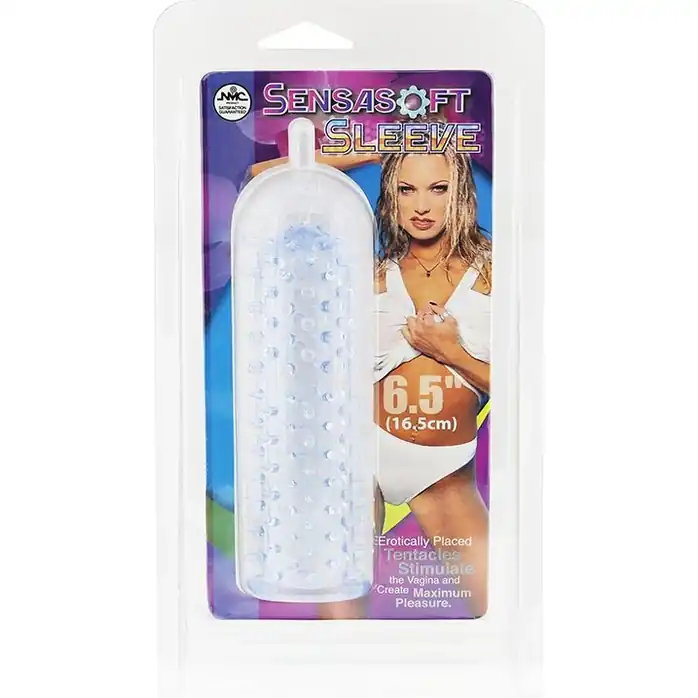 Голбуая насадка с шипами и усиками SENSASOFT SLEEVE BLUE - 16,5 см. Фотография 2.