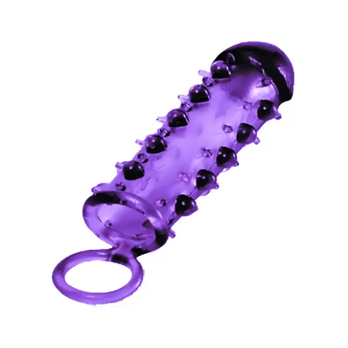 Закрытая фиолетовая насадка с пупырышками SAMURAI PENIS SLEEVE PURPLE - 14,5 см