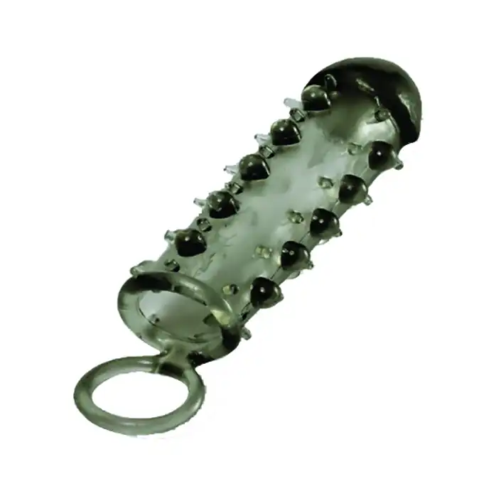 Дымчатая стимулирующая насадка с закрытой головкой SAMURAI PENIS SLEEVE BLACK - 14,5 см
