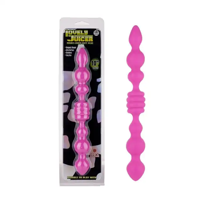 Розовый анальный стимулятор Lovely Juicer Double Ended Butt Plug - 25,4 см.
