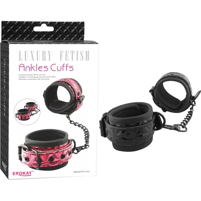 Чёрные кожаные оковы на ноги Ankles Cuffs. Фотография 2.