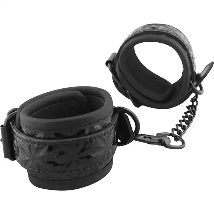 Чёрные кожаные оковы на ноги Ankles Cuffs