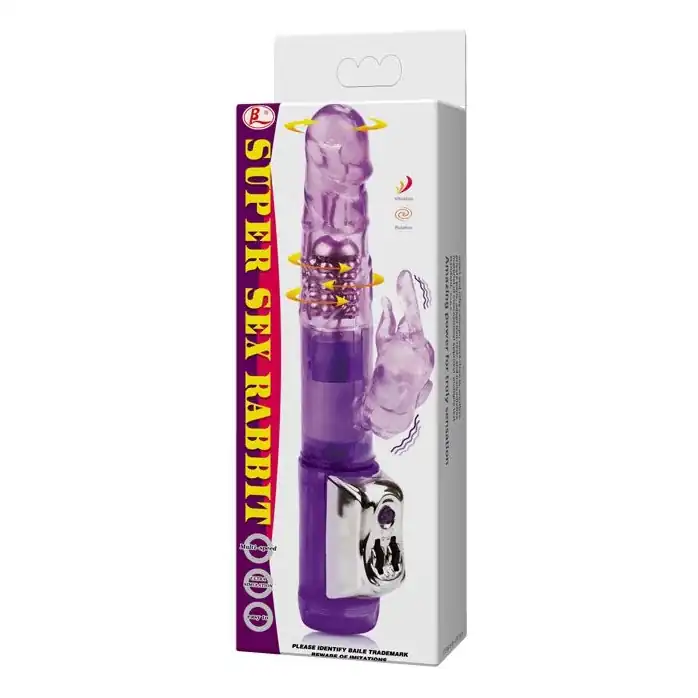 Фиолетовый вибратор Super Sex Rabbit - 21,5 см. Фотография 8.