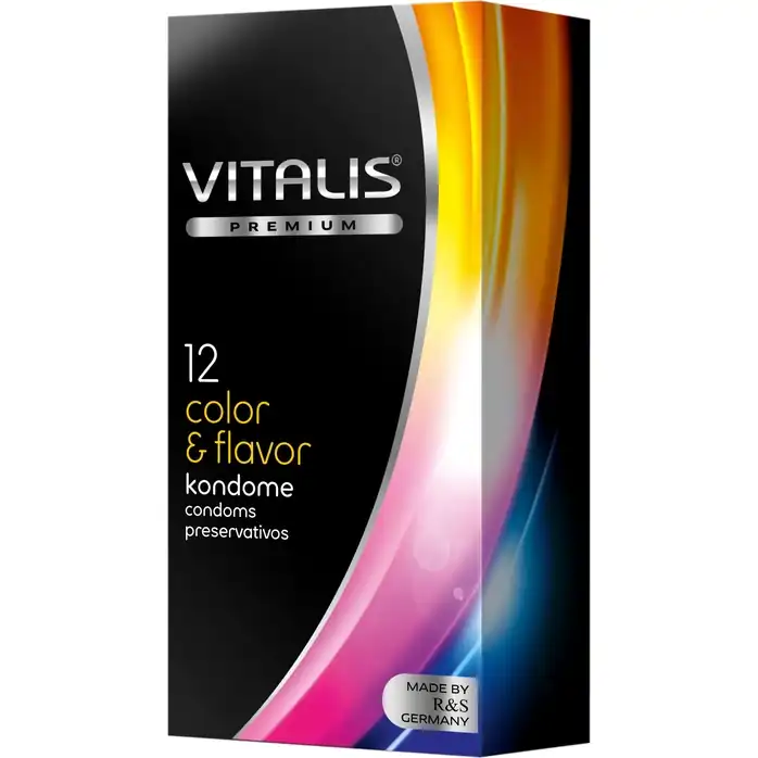 Цветные ароматизированные презервативы VITALIS PREMIUM color flavor - 12 шт