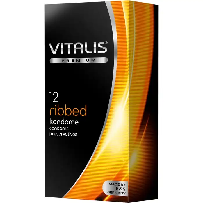 Ребристые презервативы VITALIS PREMIUM ribbed - 12 шт