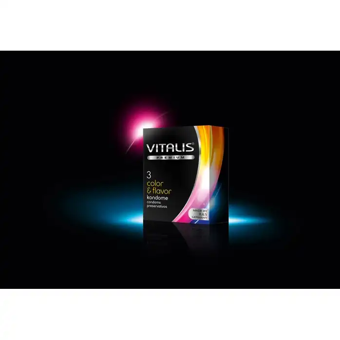 Цветные ароматизированные презервативы VITALIS PREMIUM color flavor - 3 шт. Фотография 2.