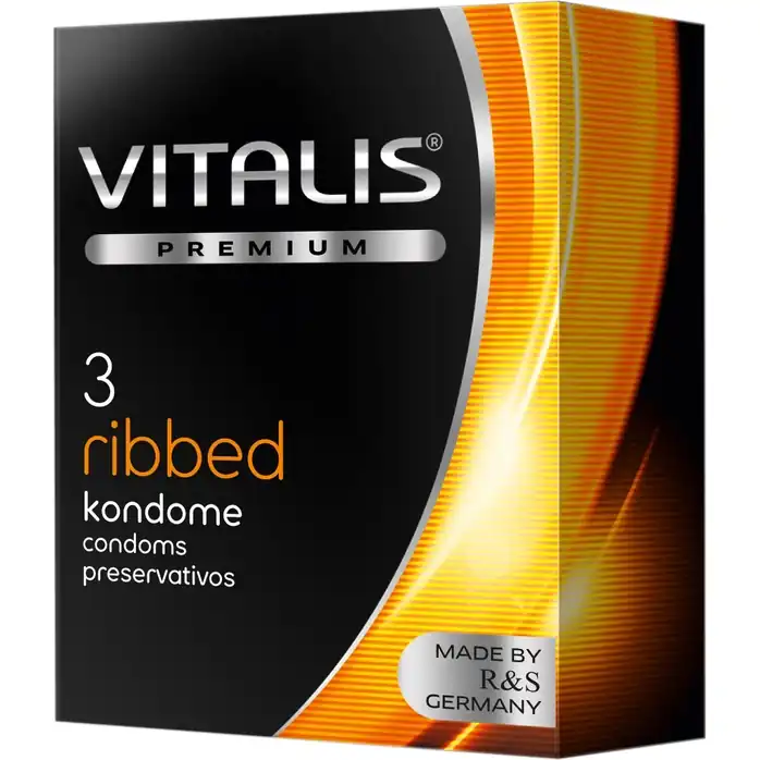 Ребристые презервативы VITALIS PREMIUM ribbed - 3 шт