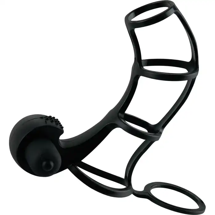 Чёрная вибронасадка Deluxe Silicone Power Cage - 12 см - Fantasy X-tensions. Фотография 3.