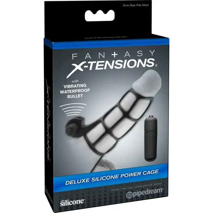 Чёрная вибронасадка Deluxe Silicone Power Cage - 12 см - Fantasy X-tensions. Фотография 4.