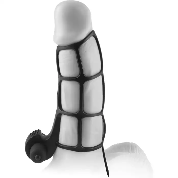 Чёрная вибронасадка Deluxe Silicone Power Cage - 12 см - Fantasy X-tensions