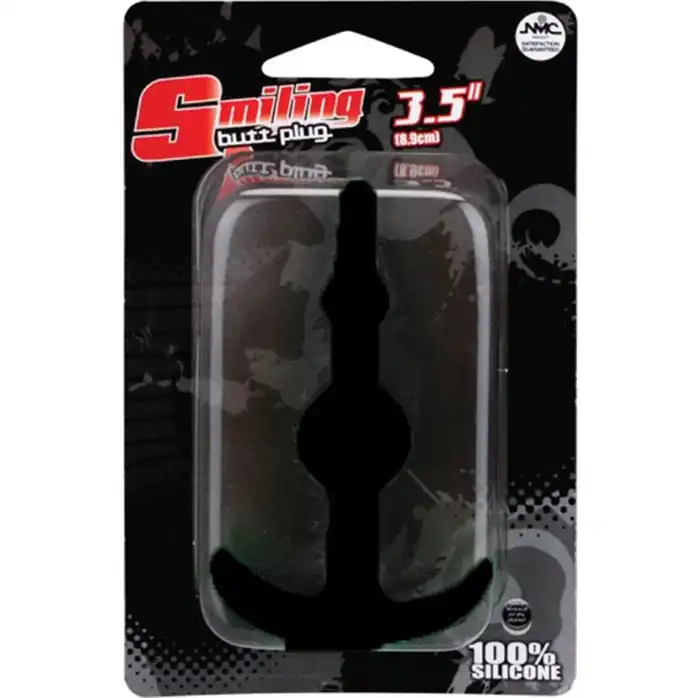 Чёрная анальная втулка SMILING SILICONE BUTT PLUG BLACK - 8,9 см. Фотография 2.