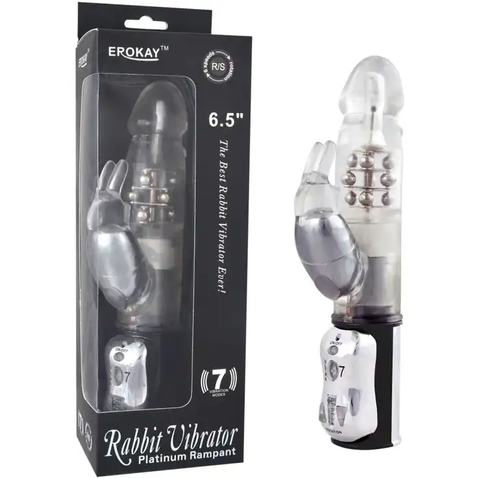 Вибратор Classicle Rabbit Silver с ротацией - 24 см