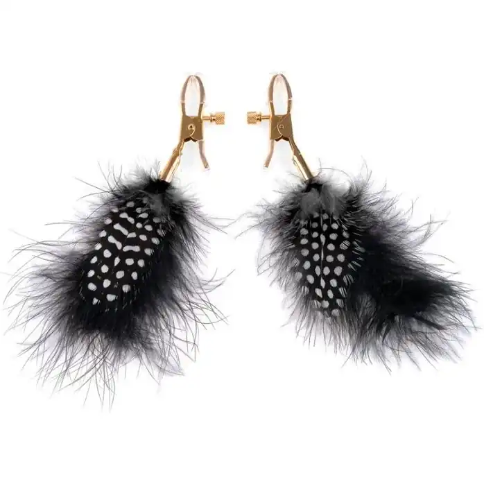 Зажимы на соски с пёрышками Feather Nipple Clamps - Fetish Fantasy Gold
