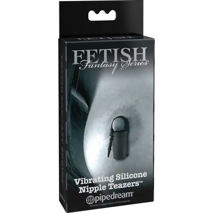 Чёрные виброзажимы на соски SILICONE NIPPLE TEAZERS - Fetish Fantasy Limited Edition. Фотография 4.
