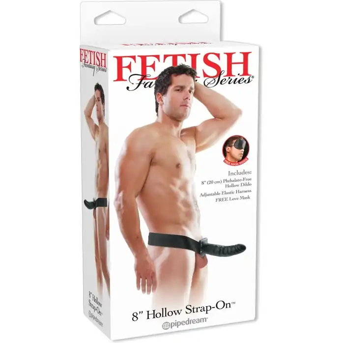 Полый страпон чёрного цвета 8 Hollow Strap-On - 20,5 см - Fetish Fantasy Series. Фотография 2.