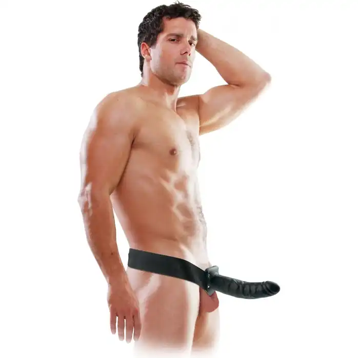 Полый страпон чёрного цвета 8 Hollow Strap-On - 20,5 см - Fetish Fantasy Series