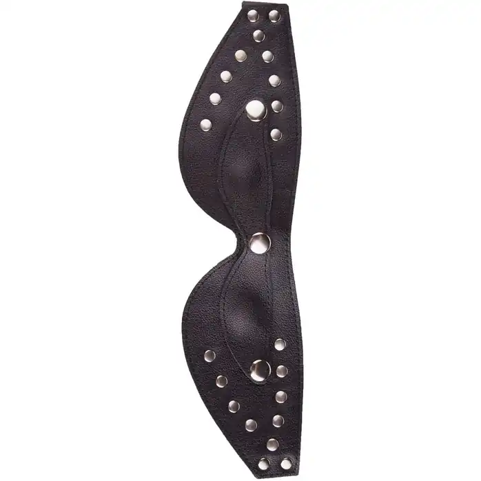 Чёрная кожаная маска с велюровой подкладкой - BDSM accessories. Фотография 2.