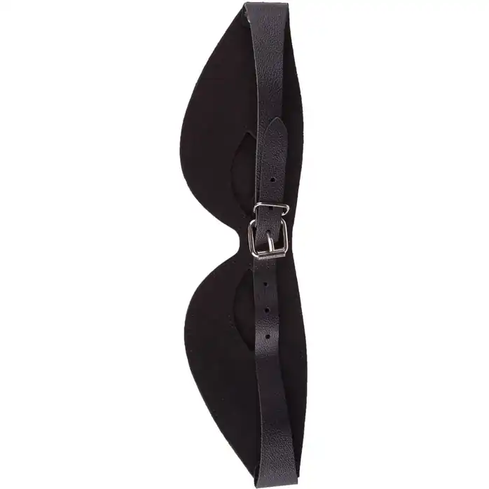 Чёрная кожаная маска с велюровой подкладкой - BDSM accessories. Фотография 3.