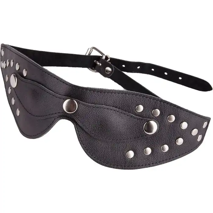 Чёрная кожаная маска с велюровой подкладкой - BDSM accessories. Фотография 5.
