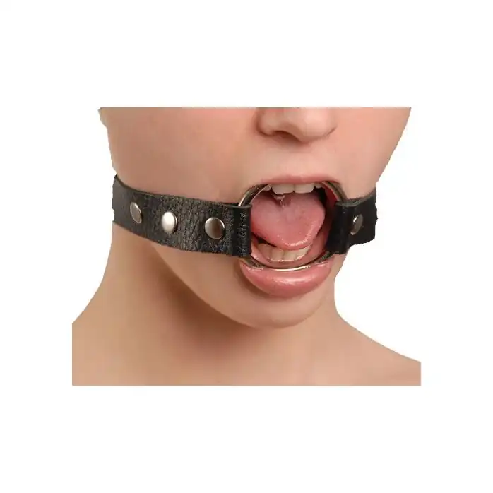 Кляп-кольцо на черных кожаных ремешках - BDSM accessories